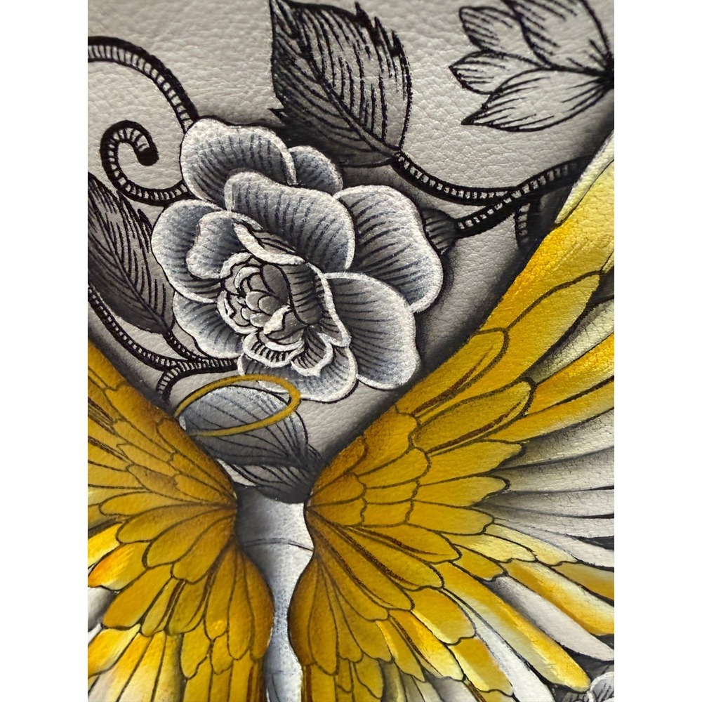 Anuschka Hand-Painted Leather Hobo PURSE w/ Coin Pouch $299.00 GUARDIAN ANGEL - Picture 2 of 13